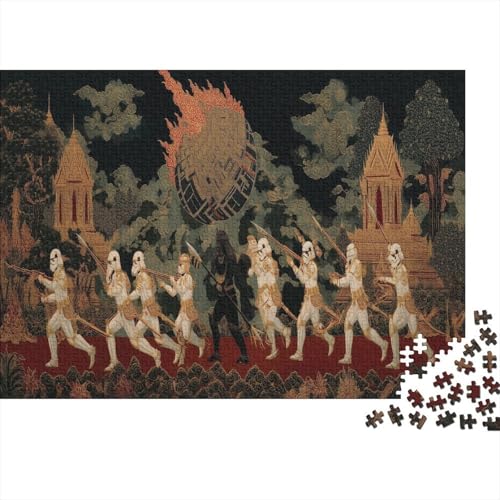 Traditionelle Rüstung eines Sturmtrupplers Rätsel Für Erwachsene |Traditioneller thailändischer Tempelblick| 1000pcs (75x50cm) Puzzles Lernspiele Home Decor von kaiyun