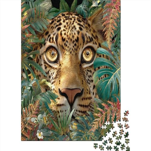 Tropische Dschungelblätter Leopard1000 Teile: Unmögliches Puzzle Für Erwachsene, Spiele, Geschenke, Kinder, Herausforderungs38x26cm/1000pcs von kaiyun