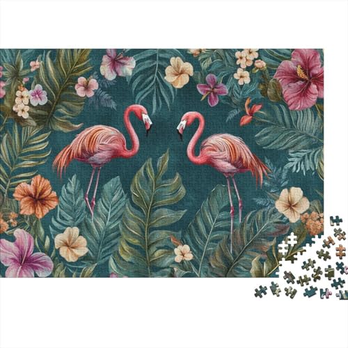 Tropische Pflanzen,Rosa Flamingo, Hibiskus und Frangipani,1000pcs (75x50cm),DIY-Puzzle Für Erwachsene von kaiyun