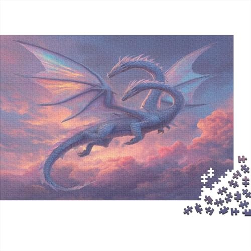 Two Silver Colorful Draches in The Sky 1000pcs (75x50cm) Puzzle, Lernspiel Impossible Herausforderungsspielzeug Für Erwachsene Teenager von kaiyun