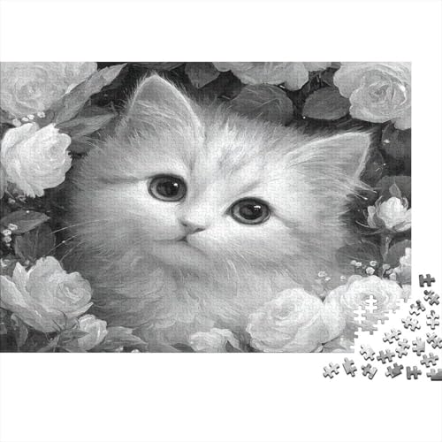 Ute Weiß Or Light Gray Katze Rätsel Für Erwachsene |Rose| 1000pcs (75x50cm) Puzzles Lernspiele Home Decor von kaiyun