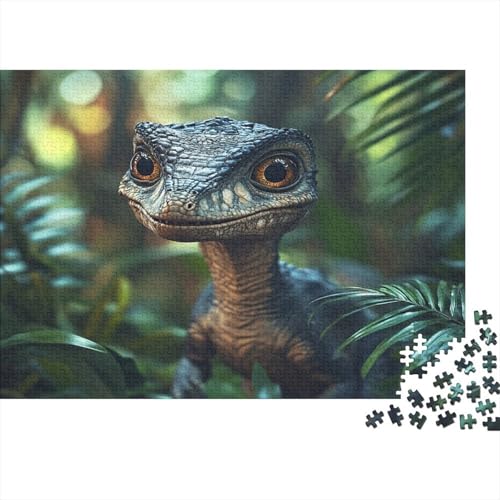 Velociraptor-Junges auf Nahrungssuche im Dschungel 1000pcs (75x50cm) Schwer Puzzle Lernspiel Impossible Wildtiere Herausforderung Spielzeug Für Erwachsene Kinder von kaiyun