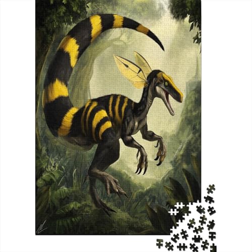 Velociraptormitschwarz-gelbenStreifen1000Teile:UnmöglichesPuzzleFürErwachsene,Spiele,Geschenke,Kinder,Herausforderungs38x26cm/1000pcs von kaiyun
