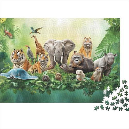 Verschiedene Wildtiere 1000pcs (75x50cm) Erwachsenenpuzzle - RainWald Stage DIY-Puzzlespielzeug von kaiyun
