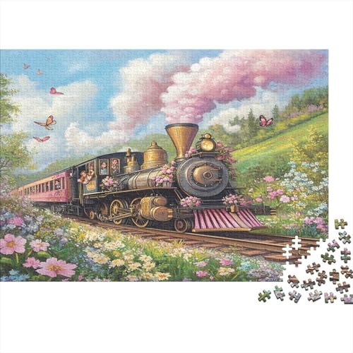 Vintage Steam Zug 1000pcs (75x50cm) Schwer Puzzle Lernspiel Impossible Frühlingslandschaft Herausforderung Spielzeug Für Erwachsene Kinder von kaiyun