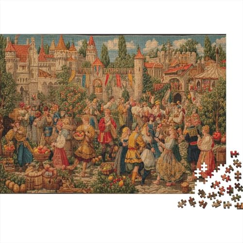 Volkskunst,Summer Harvest Festival in Mittelalterliches Dorfs,1000pcs (75x50cm),DIY-Puzzle Für Erwachsene von kaiyun