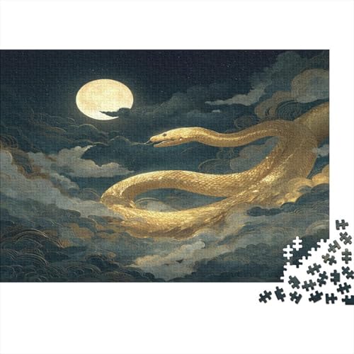 Vollmondnacht 1000pcs (75x50cm) Erwachsenenpuzzle - Goldene Schlange am Himmel DIY-Puzzlespielzeug von kaiyun