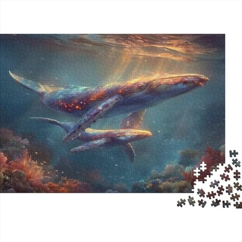 Wal und Sein Baby Schwimmen im Meer 1000pcs (75x50cm) Puzzles, Die Für Erwachsene Und Personen Ab 14 Jahren Geeignet Sind von kaiyun