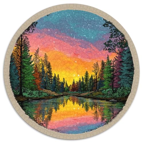 Wald und See 1000pcs (67.5x67.5cm) Puzzle, Lernspiel Impossible Sonneset is Bunt Herausforderungsspielzeug Für Erwachsene Teenager von kaiyun