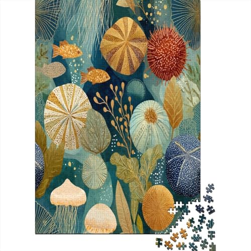 WatercolorIllustrationofSeaUrchinAndQualle1000Teile:UnmöglichesPuzzleFürErwachsene,Spiele,Geschenke,Kinder,Herausforderungs70x50cm/1000pcs von kaiyun