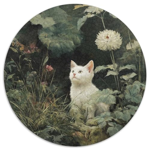 Weiß Kitten in The GardenPuzzle 1000 Teile Für Erwachsene, Lernspiele1000pcs (67.5x67.5cm) von kaiyun
