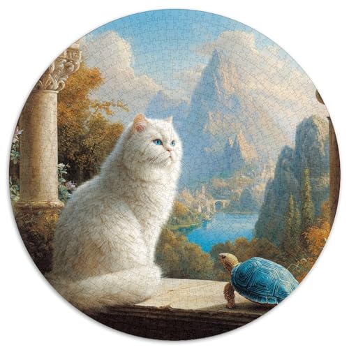 Weiß Persian Katze and A Blue Schildkröte Puzzle 1000 Teile, Lernspiel, Unmöglich, Anspruchsvolles Spielzeug Für Erwachsene Und Kinder Ab 14 Jahren 1000pcs (67.5x67.5cm) von kaiyun