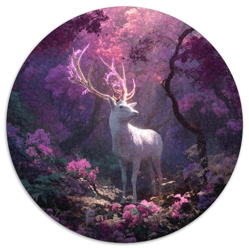Weißer Hirsch Rätsel Für Erwachsene |Enchanted Forest Pink Flowers| 1000pcs (67.5x67.5cm) Puzzles Lernspiele Home Decor von kaiyun
