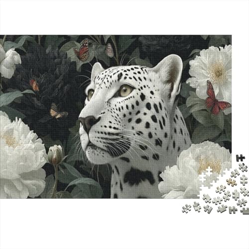 Weißer Leopard 1000pcs (75x50cm) Puzzle, Lernspiel Impossible Blumen Butterflies Herausforderungsspielzeug Für Erwachsene Teenager von kaiyun