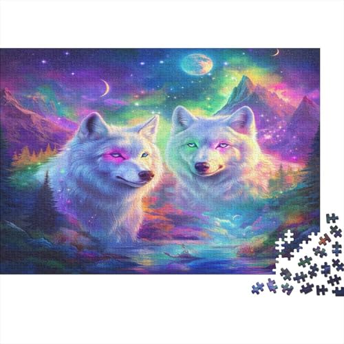 Weißer Wolf 1000pcs (75x50cm) Schwer Puzzle Lernspiel Impossible Sterne, Mond Herausforderung Spielzeug Für Erwachsene Kinder von kaiyun