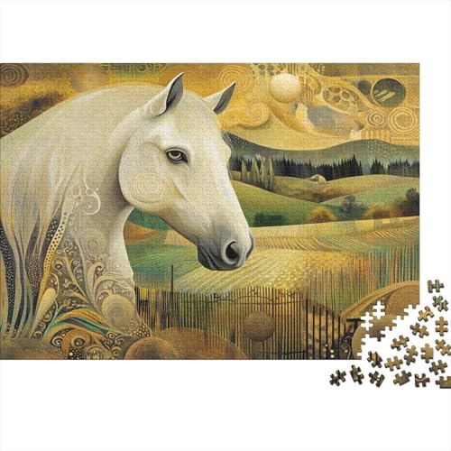 Weißes Horse 1000pcs (75x50cm) Puzzle, Lernspiel Impossible Abstrakte Kunst Geometric Shapes Herausforderungsspielzeug Für Erwachsene Teenager von kaiyun