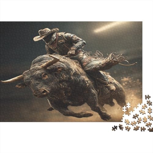 Western Kuhboy Riding A Bull Rätsel Für Erwachsene || 1000pcs (75x50cm) Puzzles Lernspiele Home Decor von kaiyun
