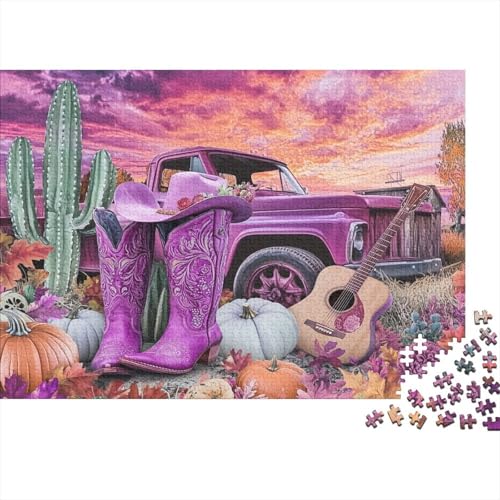 Western-Thema - Cowboystiefel, Cowboy Hat, Cactus, Gitarre 1000pcs (75x50cm) Puzzle, Lernspiel Impossible Herausforderungsspielzeug Für Erwachsene Teenager von kaiyun