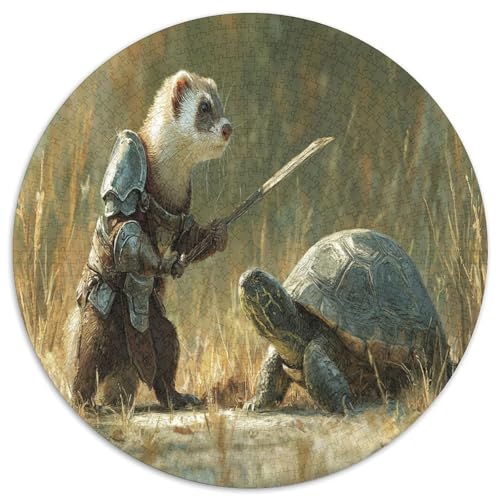 Wiesel in Rüstung kämpft gegen eine Schildkröte 1000pcs (67.5x67.5cm) Schwer Puzzle Lernspiel Impossible Herausforderung Spielzeug Für Erwachsene Kinder von kaiyun