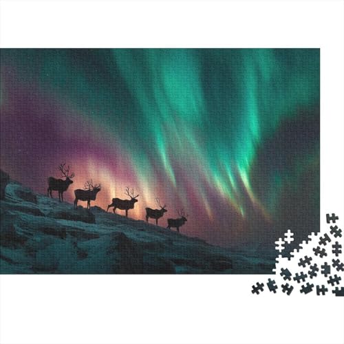 Wild ReinHirsch,Aurora,1000pcs (75x50cm),DIY-Puzzle Für Erwachsene von kaiyun