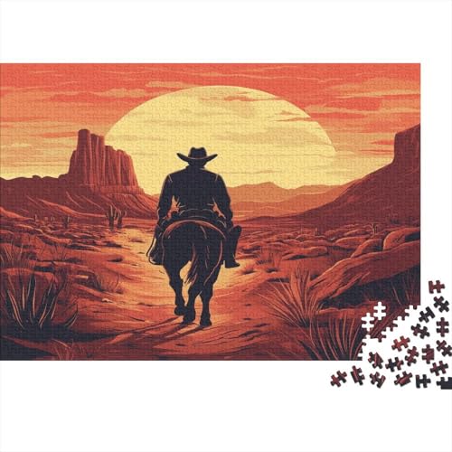 Wild West Wüste Kuhboy 1000pcs (75x50cm) Schwer Puzzle Lernspiel Impossible Autotoon Illustration Herausforderung Spielzeug Für Erwachsene Kinder von kaiyun
