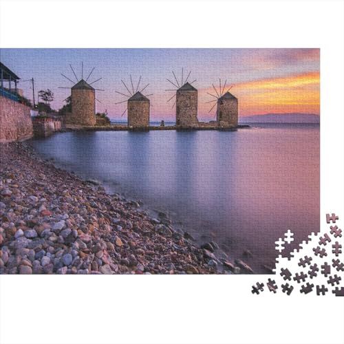 Windmühle 1000pcs (75x50cm) Puzzle, Lernspiel Impossible Naturlandschaft Herausforderungsspielzeug Für Erwachsene Teenager von kaiyun