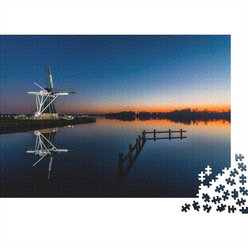 Windmühle 1000pcs (75x50cm) Puzzle, Lernspiel Impossible Naturlandschaft Herausforderungsspielzeug Für Erwachsene Teenager von kaiyun