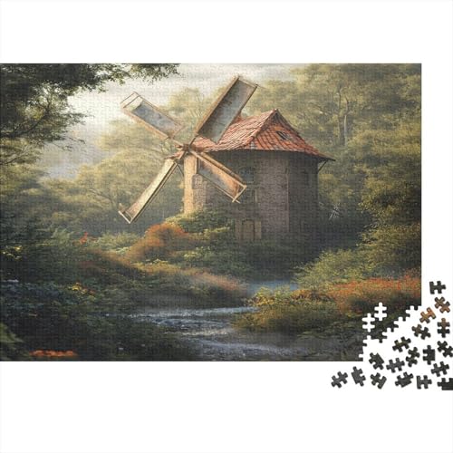 Windmühle 1000pcs (75x50cm) Puzzle, Lernspiel Impossible Naturlandschaft Herausforderungsspielzeug Für Erwachsene Teenager von kaiyun