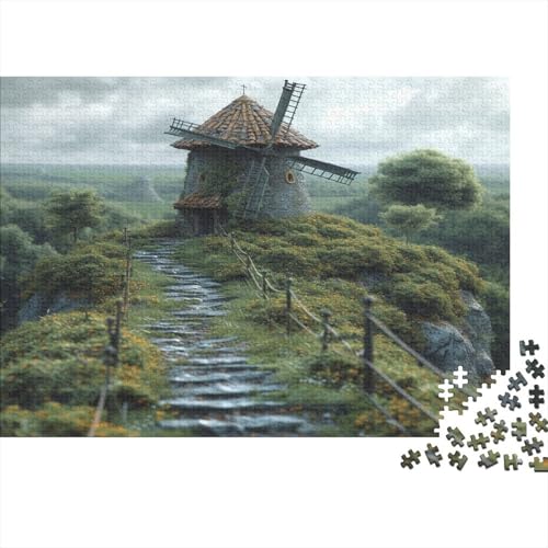 Windmühle 1000pcs (75x50cm) Schwer Puzzle Lernspiel Impossible Naturlandschaft Herausforderung Spielzeug Für Erwachsene Kinder von kaiyun