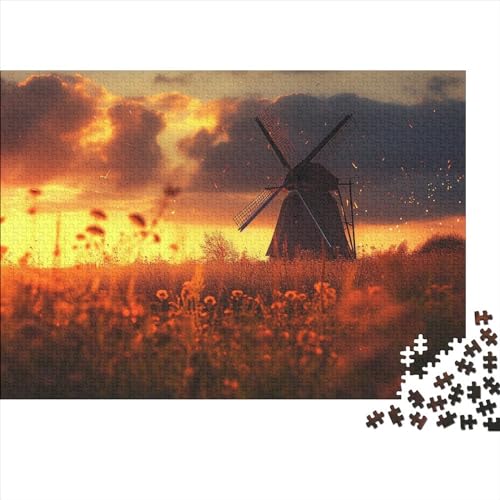 Windmühle 1000pcs (75x50cm) Schwer Puzzle Lernspiel Impossible Naturlandschaft Herausforderung Spielzeug Für Erwachsene Kinder von kaiyun