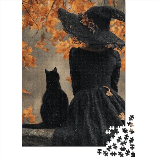 Witch, Black Katze, Golden LeavesPuzzle 1000 Teile Für Erwachsene, Lernspiele70x50cm/1000pcs von kaiyun