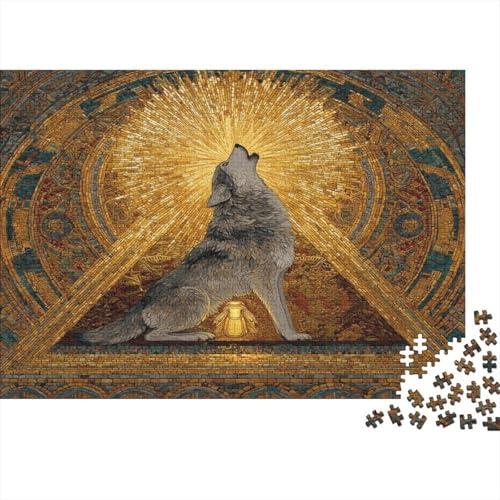 Wolf, Goldeneres Dreieck 1000pcs (75x50cm) Schwer Puzzle Lernspiel Impossible Byzantinisches Muster Herausforderung Spielzeug Für Erwachsene Kinder von kaiyun