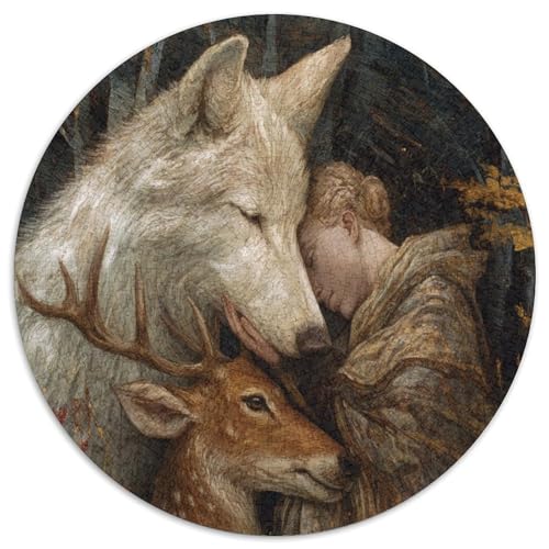 Wolf, Hirsch und Mensch umarmen Sich 1000pcs (67.5x67.5cm) Schwer Puzzle Lernspiel Impossible Herausforderung Spielzeug Für Erwachsene Kinder von kaiyun