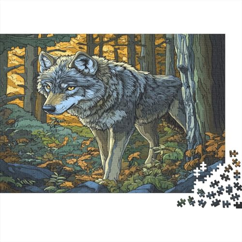 Wolf 1000pcs (75x50cm) Schwer Puzzle Lernspiel Impossible Strichzeichnung (farbig) Herausforderung Spielzeug Für Erwachsene Kinder von kaiyun