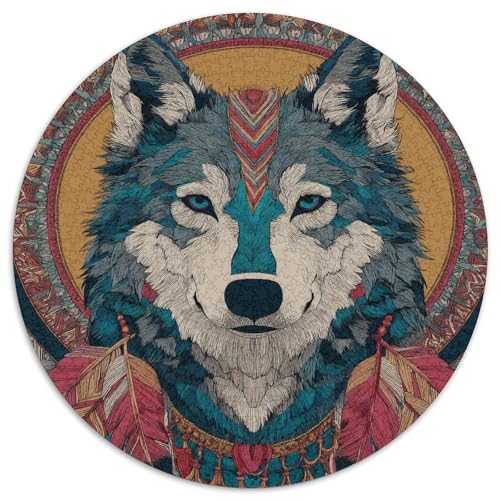 Wolf Rätsel Für Erwachsene |Farbenfrohes Mandala| Familienspaß-Puzzles 1000pcs (67.5x67.5cm) von kaiyun