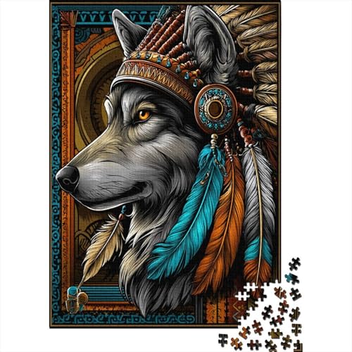 Wolf-Stammesmuster Puzzle 1000 Teile Für Erwachsene, Lernspiele, Heimdekoration38x26cm/1000pcs von kaiyun