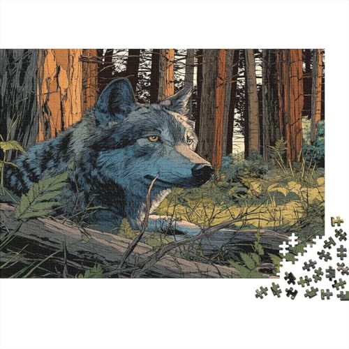 Wolf im Wald 1000pcs (75x50cm) Puzzles, Die Für Erwachsene Und Personen Ab 14 Jahren Geeignet Sind von kaiyun