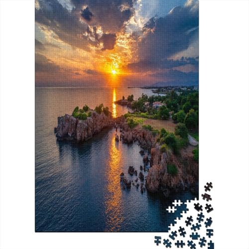 Wunderschöne Küstenlandschaft Sonnenuntergang auf See1000 Teile: Unmögliches Puzzle Für Erwachsene, Spiele, Geschenke, Kinder, Herausforderungs38x26cm/1000pcs von kaiyun