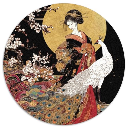 Wunderschöne Kurtisane in prächtigem Kostüm 1000pcs (67.5x67.5cm) Puzzle, Lernspiel Impossible White Pfau Kirschblüten Herausforderungsspielzeug Für Erwachsene Teenager von kaiyun