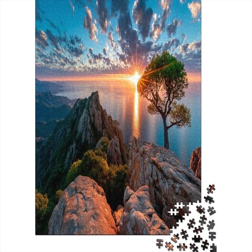Wunderschöner Sonnenaufgang Puzzle 1000 Teile, Lernspiel, Unmöglich Alte Bäume, Hügel, Meer, Anspruchsvolles Spielzeug Für Erwachsene Und Kinder Ab 14 Jahren 70x50cm/1000pcs von kaiyun