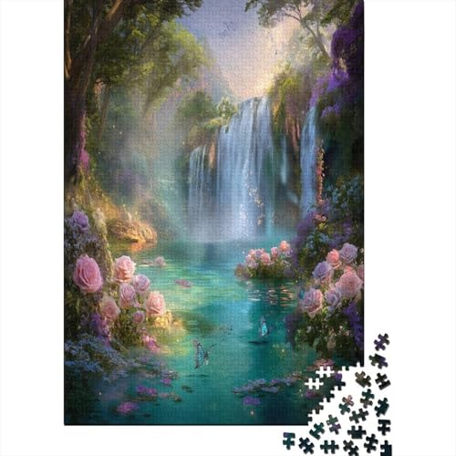 Wunderschöner Wasserfall-Lila Rosen und Blumen 38x26cm/1000pcs Puzzles, Die Für Erwachsene Und Personen Ab 14 Jahren Geeignet Sind von kaiyun