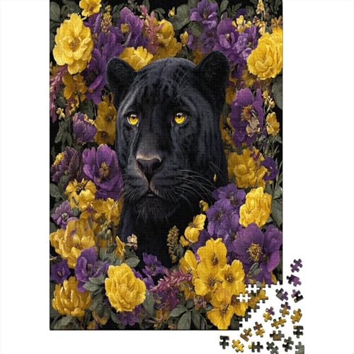 Yellow and Purple Blumes Puzzle 1000 Teile, Lernspiel, Unmöglich Leopard, Anspruchsvolles Spielzeug Für Erwachsene Und Kinder Ab 14 Jahren 38x26cm/1000pcs von kaiyun