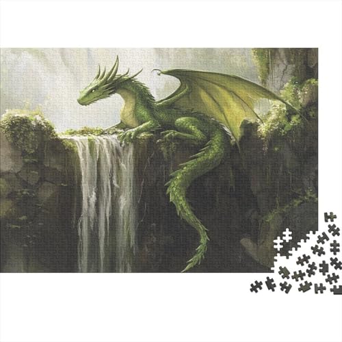 Young Green Drache,Rätsel Für Erwachsene 1000pcs (75x50cm),Herausforderungsspiele Wasserfall von kaiyun