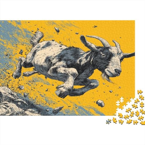 Ziege Falling Illustration 1000pcs (75x50cm) Schwer Puzzle Lernspiel Impossible Herausforderung Spielzeug Für Erwachsene Kinder von kaiyun