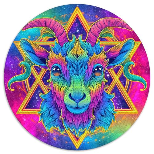 Ziege Head, Bright Rainbow Five-Pointed Star Puzzle 1000 Teile Für Erwachsene, Lernspiele, Heimdekoration1000pcs (67.5x67.5cm) von kaiyun
