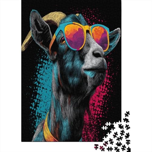 Ziege Wearing Neon Sunglasses1000 Teile: Unmögliches Puzzle Für Erwachsene, Spiele, Geschenke, Kinder, Herausforderungs38x26cm/1000pcs von kaiyun