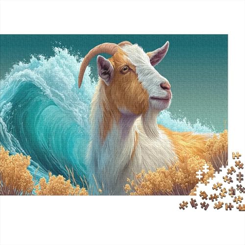 Ziege auf Meereswellen im Hintergrund 1000pcs (75x50cm) Schwer Puzzle Lernspiel Impossible Herausforderung Spielzeug Für Erwachsene Kinder von kaiyun