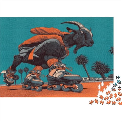 Ziege auf Rollschuhen 1000pcs (75x50cm) Erwachsenenpuzzle - DIY-Puzzlespielzeug von kaiyun