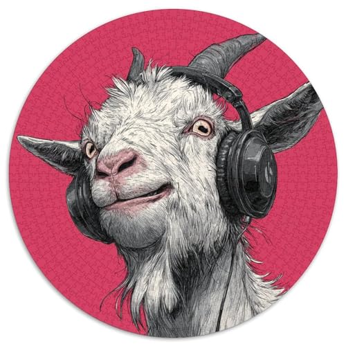 Ziege mit schwarzen Kopfhörern 1000pcs (67.5x67.5cm) Schwer Puzzle Lernspiel Impossible Cartoon-Stil Herausforderung Spielzeug Für Erwachsene Kinder von kaiyun