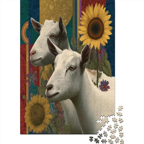Ziegen und Sonnenblumen 38x26cm/1000pcs Puzzle, Lernspiel Impossible Herausforderungsspielzeug Für Erwachsene Teenager von kaiyun